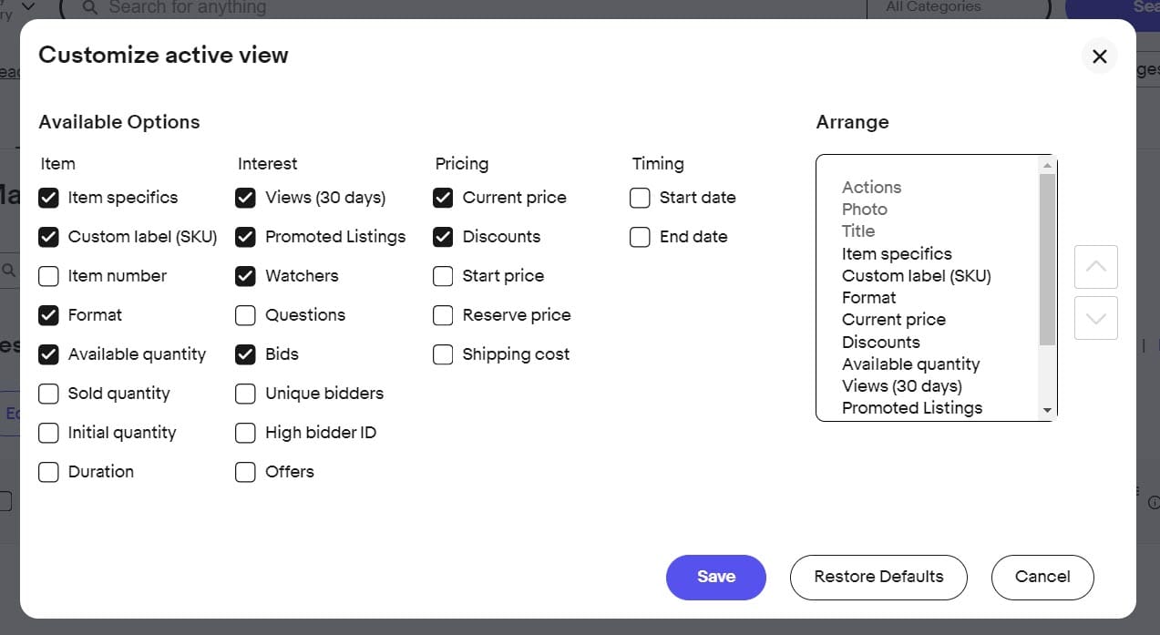 eBay Seller Hub Active Listings Page UI Update Consolidates Search & Filters